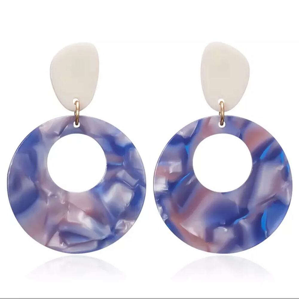 Charlotte Multicolor Resin Drop Earrings - Blue 1-A-5-71